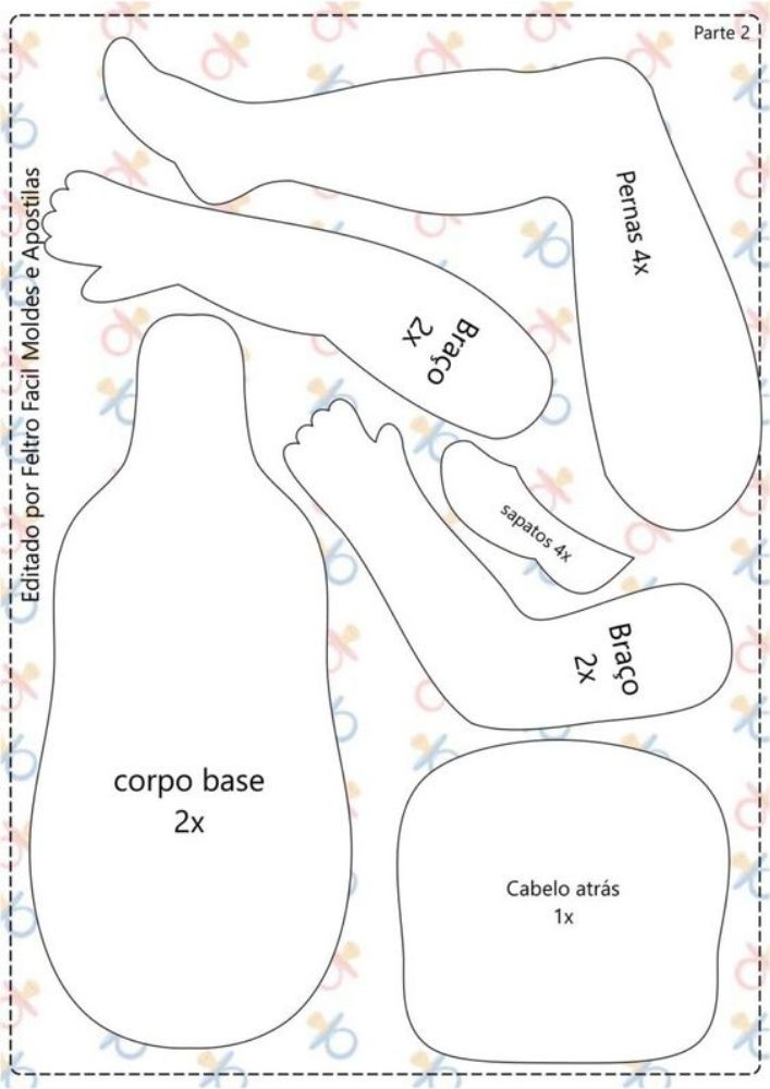 Molde de boneca grávida de feltro