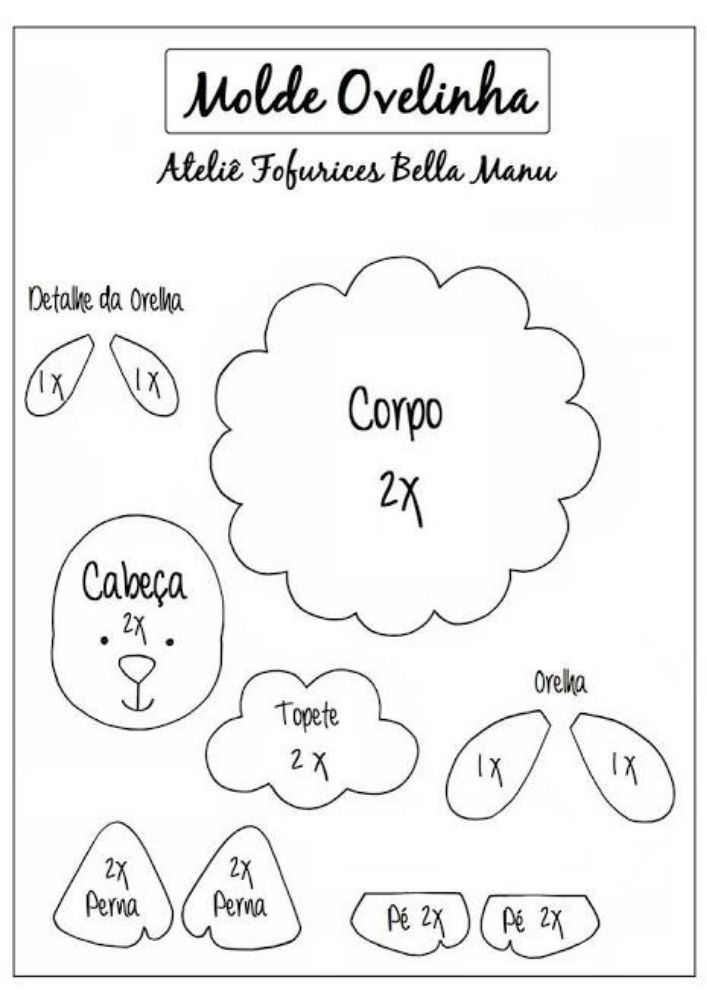 Molde de ovelha de feltro para imprimir