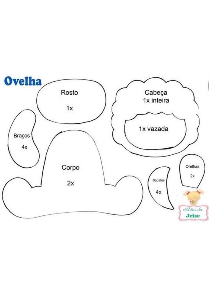 Molde de ovelha de feltro para imprimir