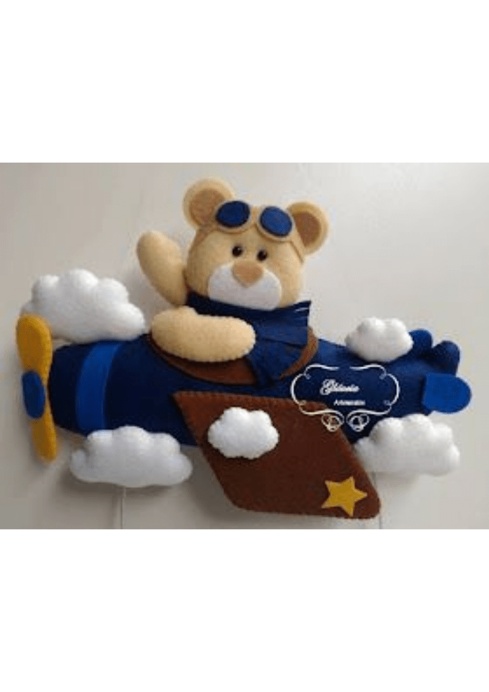 Molde urso aviador de feltro